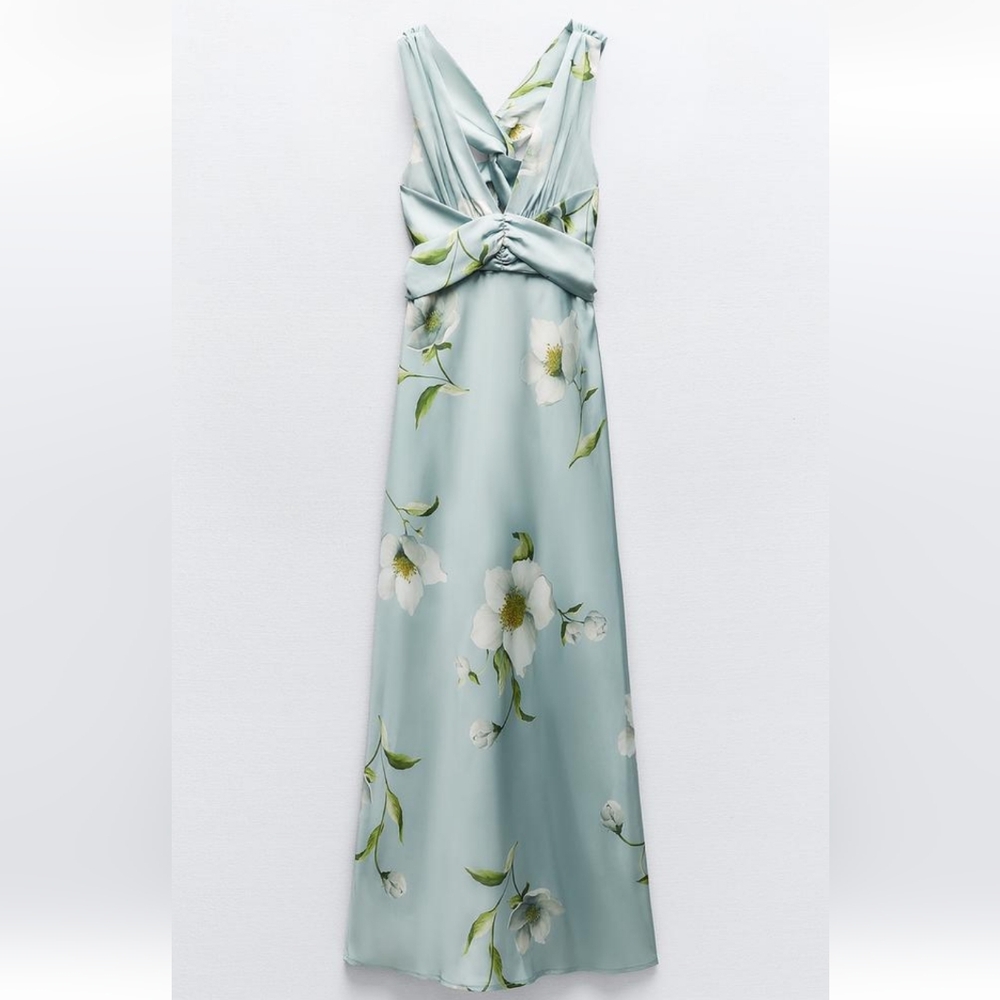 Zara | Floral Print Satin Effect Dress